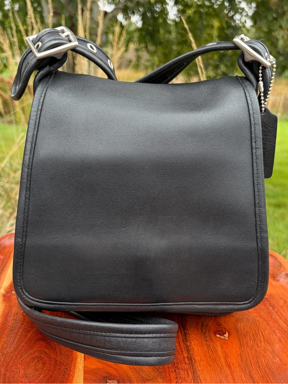 Vintage COACH Legacy Medium Studio Flap Bag Black Leather 9145 EUC